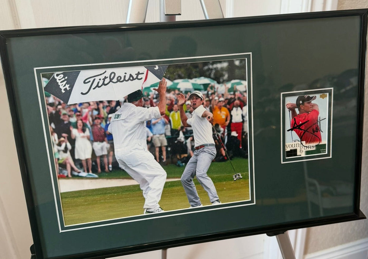 Golf Adam Scott Masters Photo with signed card Framed to 16x20