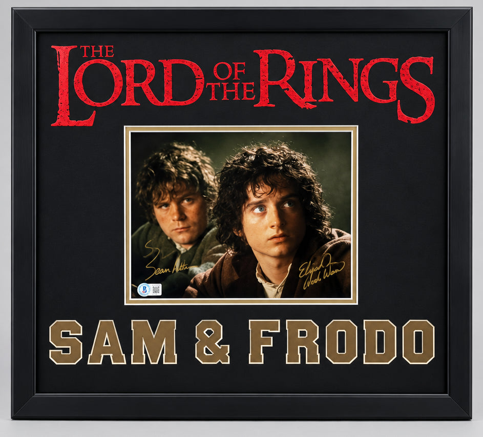 Elijah Wood and Sean Astin Signed Sam and Frodo from Lord of the Rings Framed to 16x20 Beckett COA