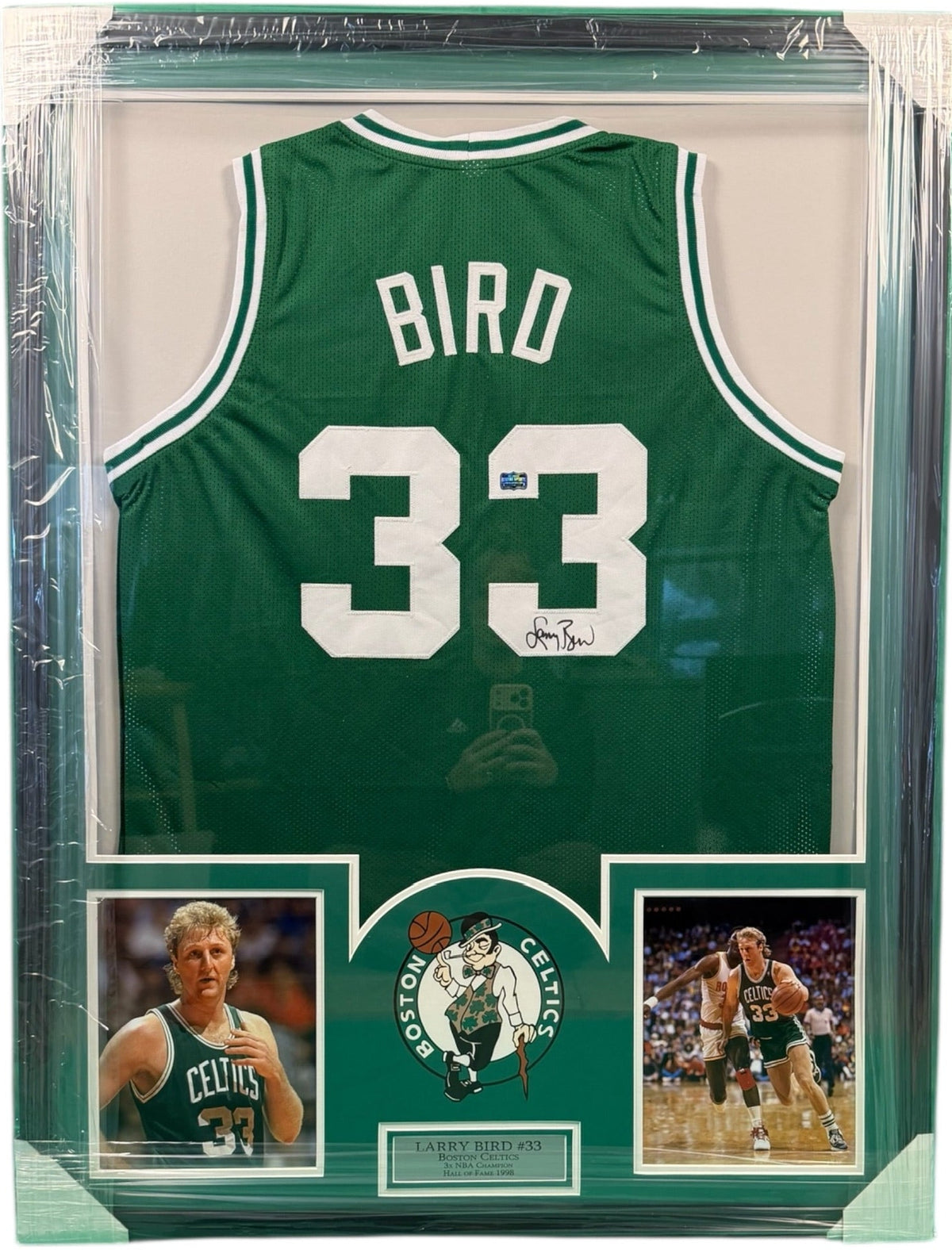 Larry Bird  Boston Celtics Signed Jersey Framed 34x42 Radtke COA