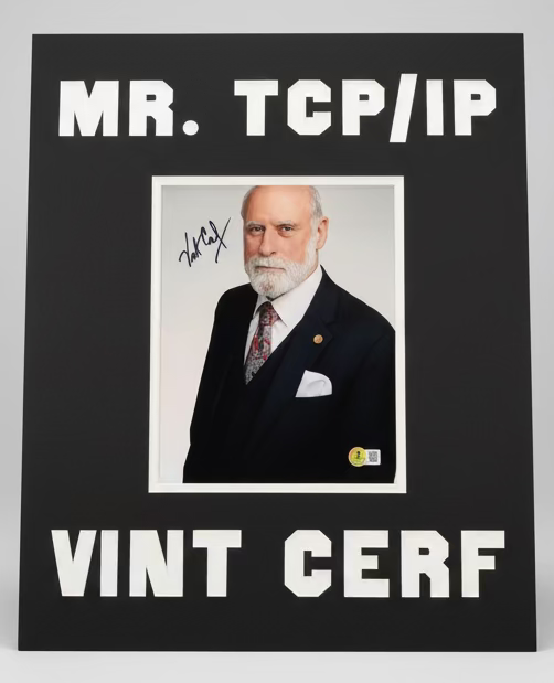 Vint Cerf Signed Authenticated Photo - Framed to 16x20