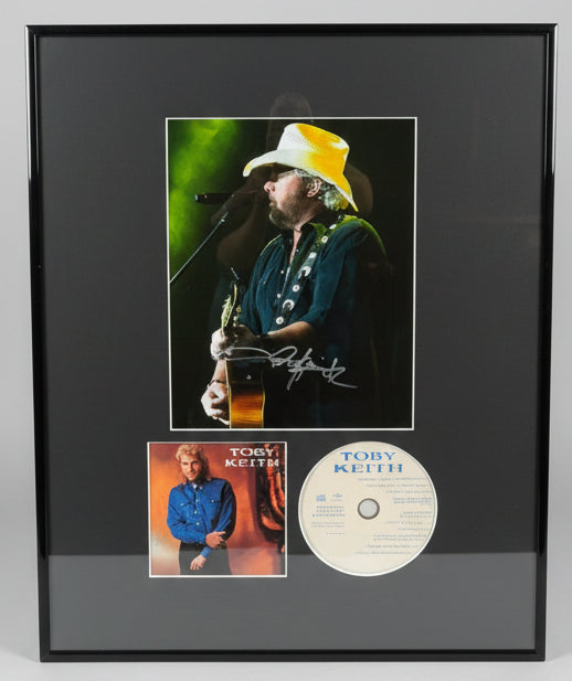 Country Legend Toby Keith Signed Photo with CD Mat and Framed to 16x20