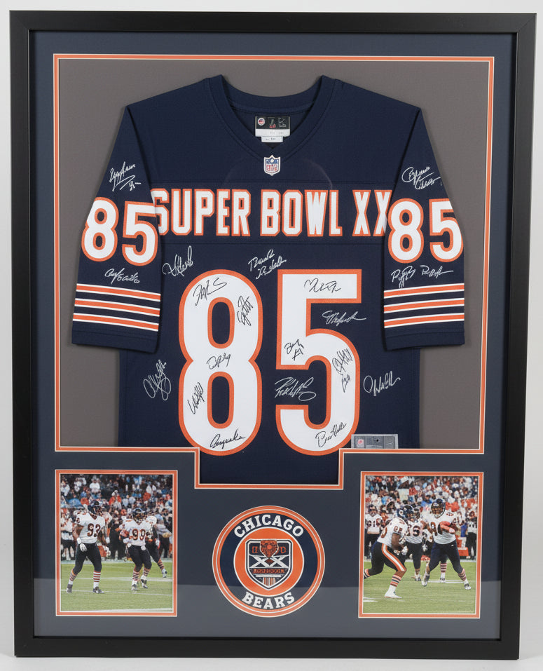 Chicago Bears Super Bowl 85 Team Signed Framed 34x42 Beckett COA