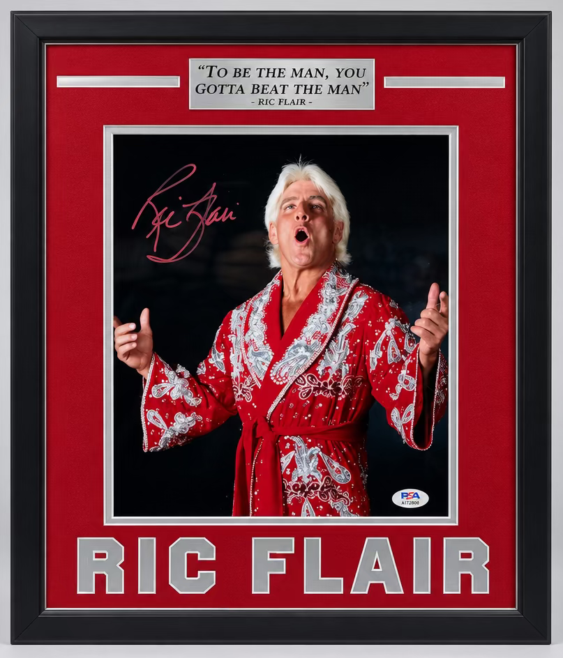 Ric Flair Signed Photo Framed to 16x20 with a classic  Ric Quote on the nameplate PSA COA