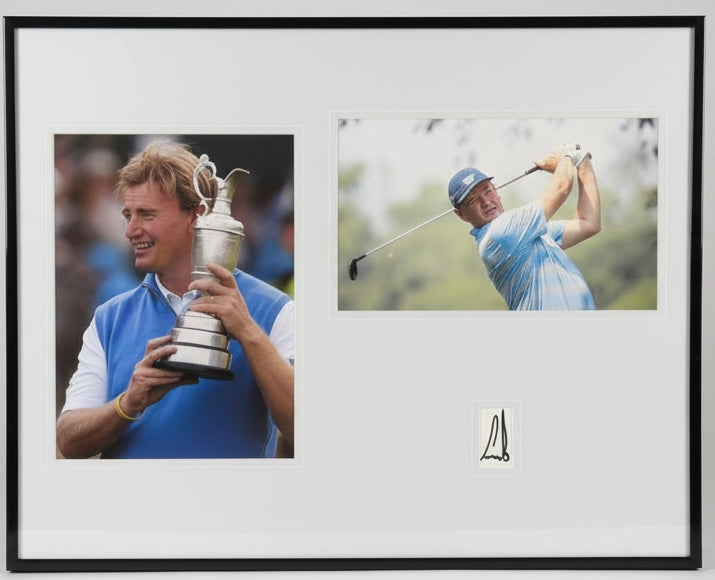 Golf Ernie Els Dual Photos with Signed Cut Framed to 16x20