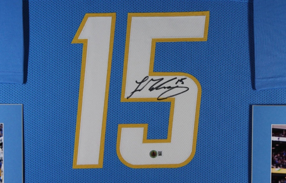 Ladd McConkey Signed Jersey Framed 35x43 Beckett COA