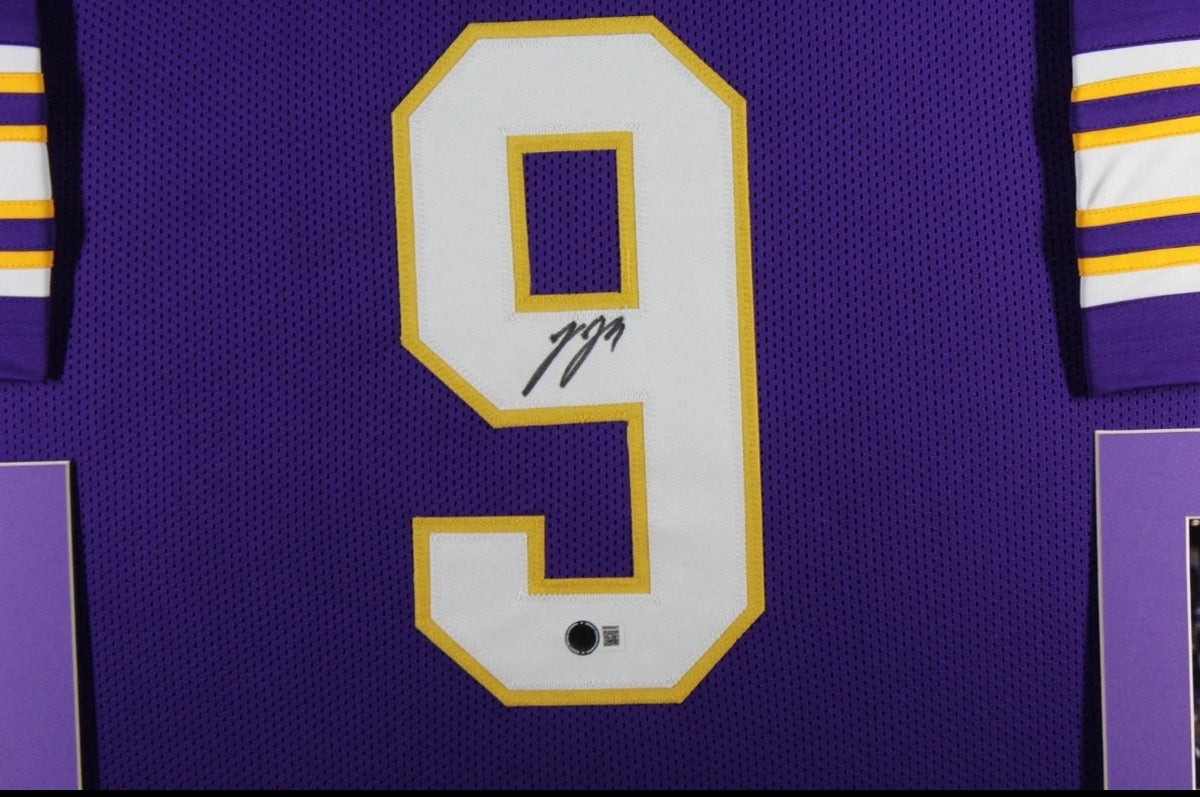 JJ McCarthy Signed Jersey Framed 35x43 Beckett COA