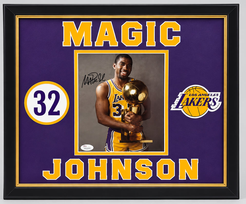 Magic Johnson Signed Photo Framed to 16x20 with JSA COA