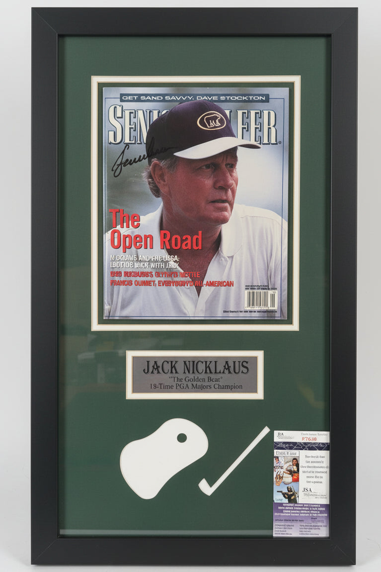 Golf Jack Nicklaus Signed Senior Golfer Custom Mat and Framed 14x24 JSA COA