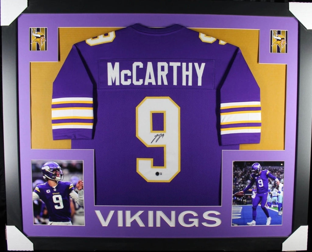 JJ McCarthy Signed Jersey Framed 35x43 Beckett COA